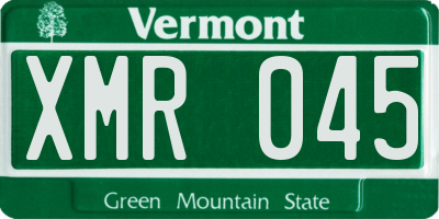 VT license plate XMR045