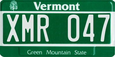 VT license plate XMR047