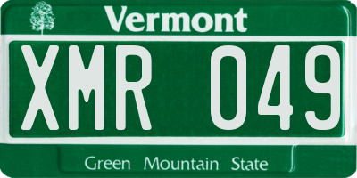 VT license plate XMR049