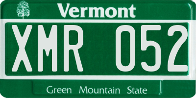 VT license plate XMR052