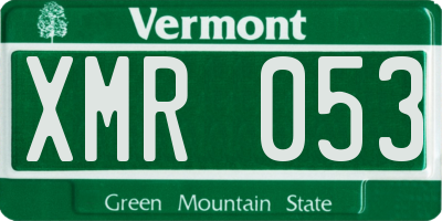 VT license plate XMR053