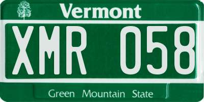 VT license plate XMR058