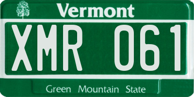 VT license plate XMR061