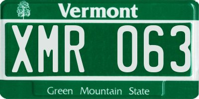 VT license plate XMR063
