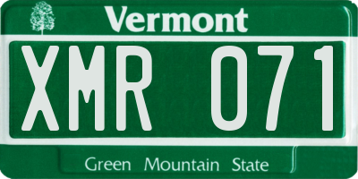 VT license plate XMR071