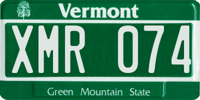 VT license plate XMR074