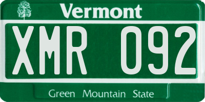 VT license plate XMR092