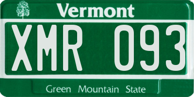 VT license plate XMR093
