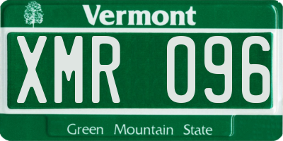 VT license plate XMR096
