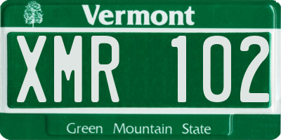 VT license plate XMR102