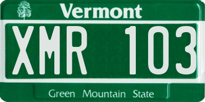 VT license plate XMR103