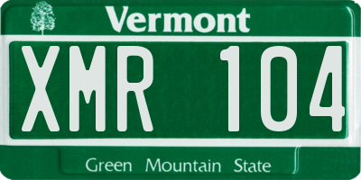 VT license plate XMR104