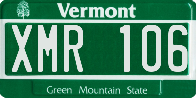 VT license plate XMR106