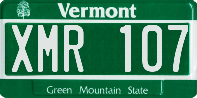VT license plate XMR107