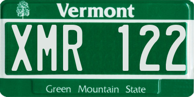 VT license plate XMR122
