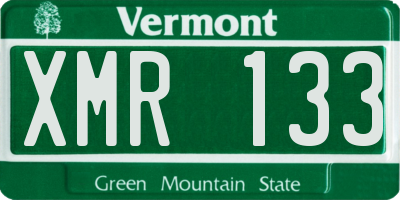 VT license plate XMR133