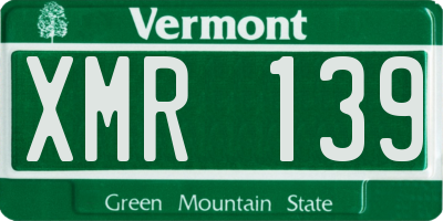 VT license plate XMR139