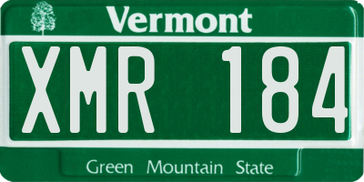 VT license plate XMR184