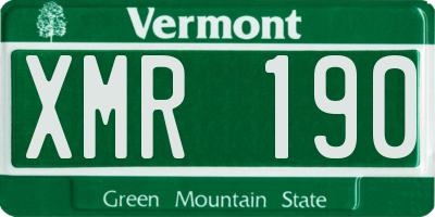 VT license plate XMR190
