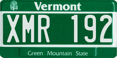 VT license plate XMR192