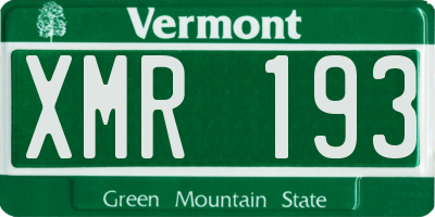VT license plate XMR193