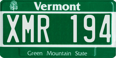 VT license plate XMR194