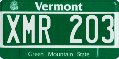 VT license plate XMR203