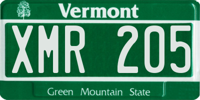VT license plate XMR205