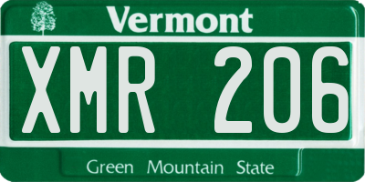 VT license plate XMR206