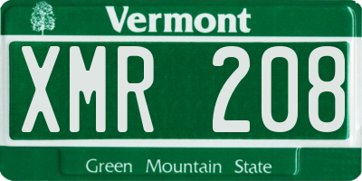 VT license plate XMR208