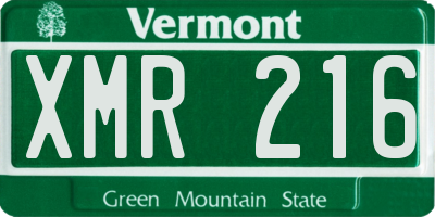 VT license plate XMR216