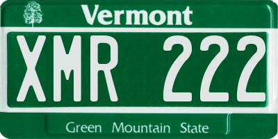 VT license plate XMR222