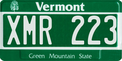 VT license plate XMR223