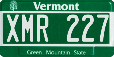 VT license plate XMR227