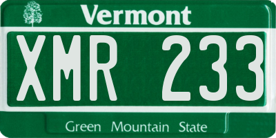 VT license plate XMR233