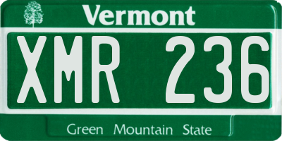 VT license plate XMR236