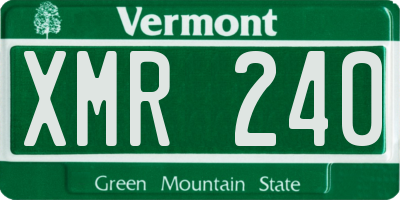 VT license plate XMR240
