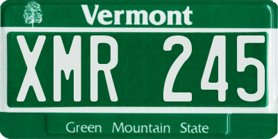 VT license plate XMR245