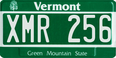 VT license plate XMR256