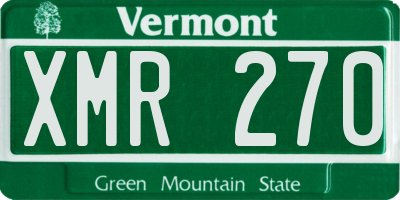 VT license plate XMR270