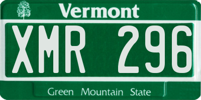 VT license plate XMR296