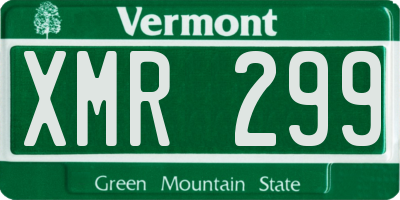 VT license plate XMR299
