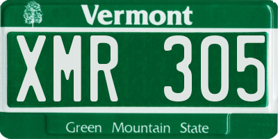 VT license plate XMR305