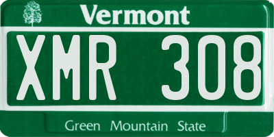 VT license plate XMR308