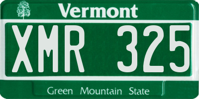 VT license plate XMR325
