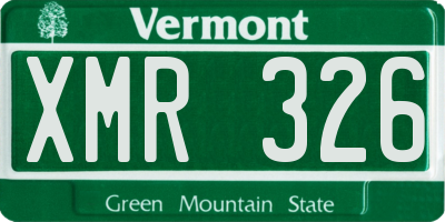 VT license plate XMR326