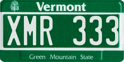 VT license plate XMR333