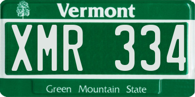VT license plate XMR334