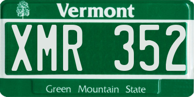 VT license plate XMR352