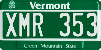VT license plate XMR353